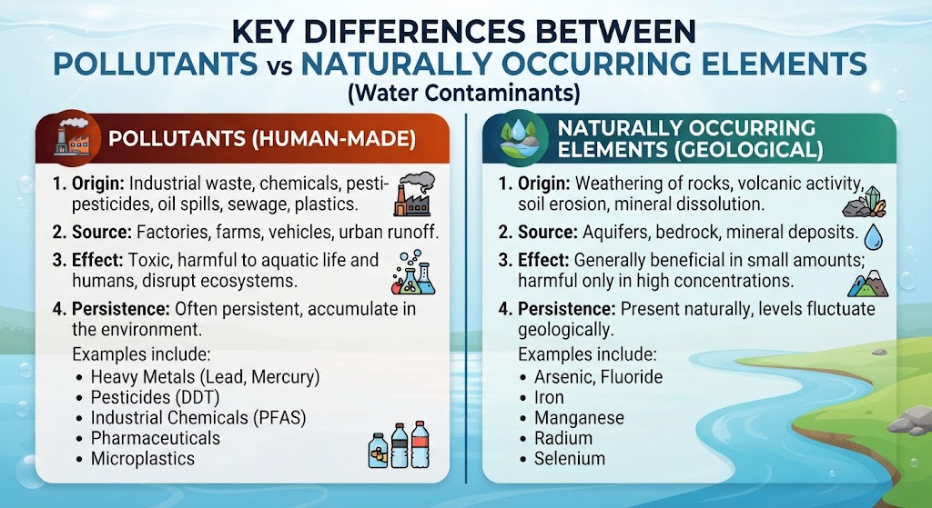 Deciphering Water Contamination: Pollutants vs Naturally Occurring Substances
