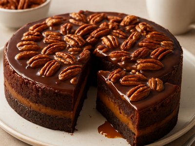 Caramel Pecan Brownie Torte