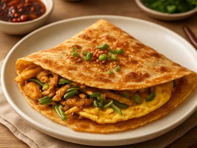 Chinese Savory Crepe (Jianbing)