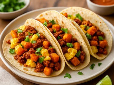 Chorizo and Sweet Potato Breakfast Tacos