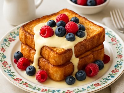 Decadent French Toast with Vanilla Custard and Berries