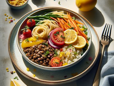 Egyptian Lentils with Rice and Pasta
