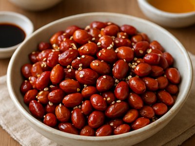 Korean Garlic Soy Glazed Peanuts
