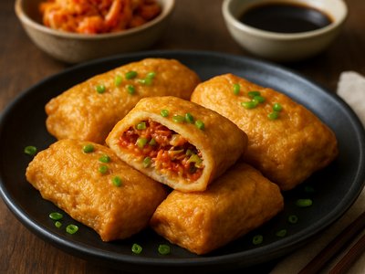 Korean Spicy Tofu Pockets with Kimchi