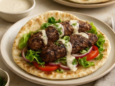 Lamb Kofta Pita Wraps with Tahini Sauce