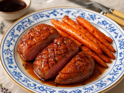 Lavender Honey Glazed Duck Breast with Roasted Carrots