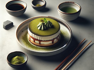 Matcha and Black Sesame Mochi Cake