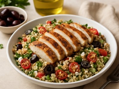 Mediterranean Quinoa Salad with Grilled Chicken