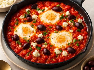 Mediterranean Shakshuka with Feta and Olives
