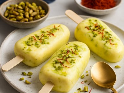 Saffron and Cardamom Kulfi with Pistachio Swirl