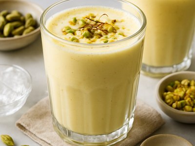 Saffron Cardamom Lassi with Pistachios