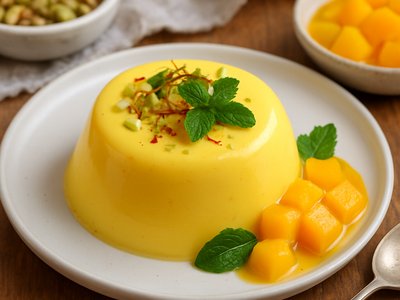 Saffron Mango Lassi Panna Cotta