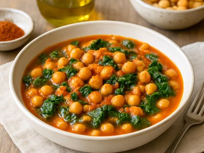 Spanish Chickpea and Spinach Breakfast Stew