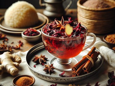 Spicy Ginger Hibiscus Iced Tea