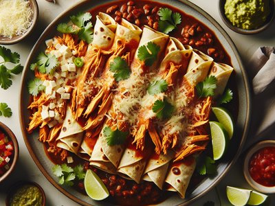 Mole Enchiladas with Chicken and Cheese