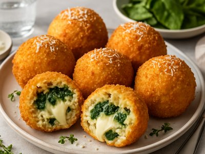 Stuffed Arancini with Mozzarella and Spinach