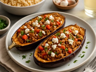 Stuffed Mediterranean Eggplant with Quinoa and Feta