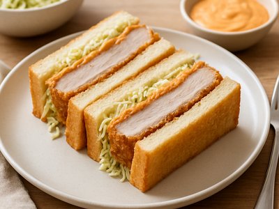 Tonkatsu Sandwich with Spicy Mayo and Cabbage Slaw