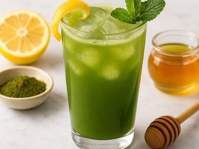 Yuzu and Matcha Fizz