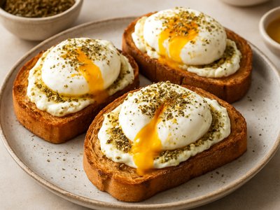 Zaatar Labneh Toast with Poached Eggs